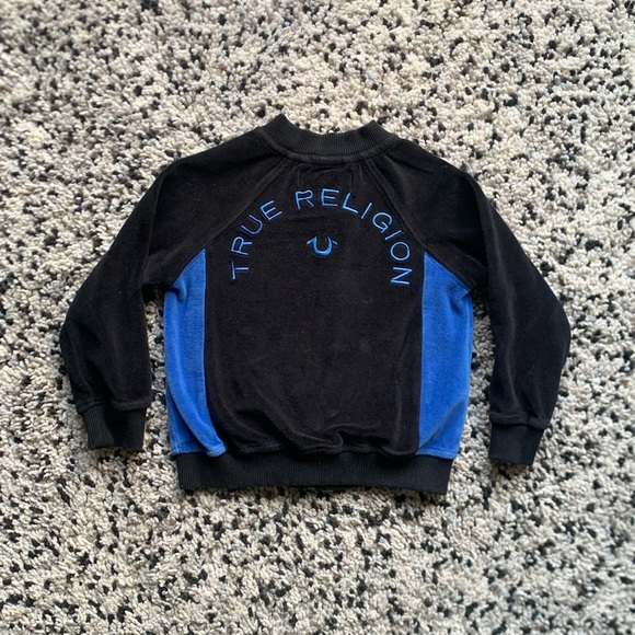 True Religion Terry Track Jacket Black Blue Embroidered Logo Toddler Size 2T - Picture 1 of 9